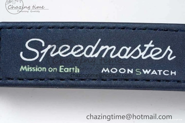 0305 SoftTouch Speedmaster Misson On Earth 1:1 Best Edition Blue Dial On Nylon Strap Quartz 7859